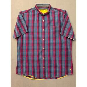 Descendant of Thieves Shirt Mens Large Short Sleeve Button Up Plaid Limited